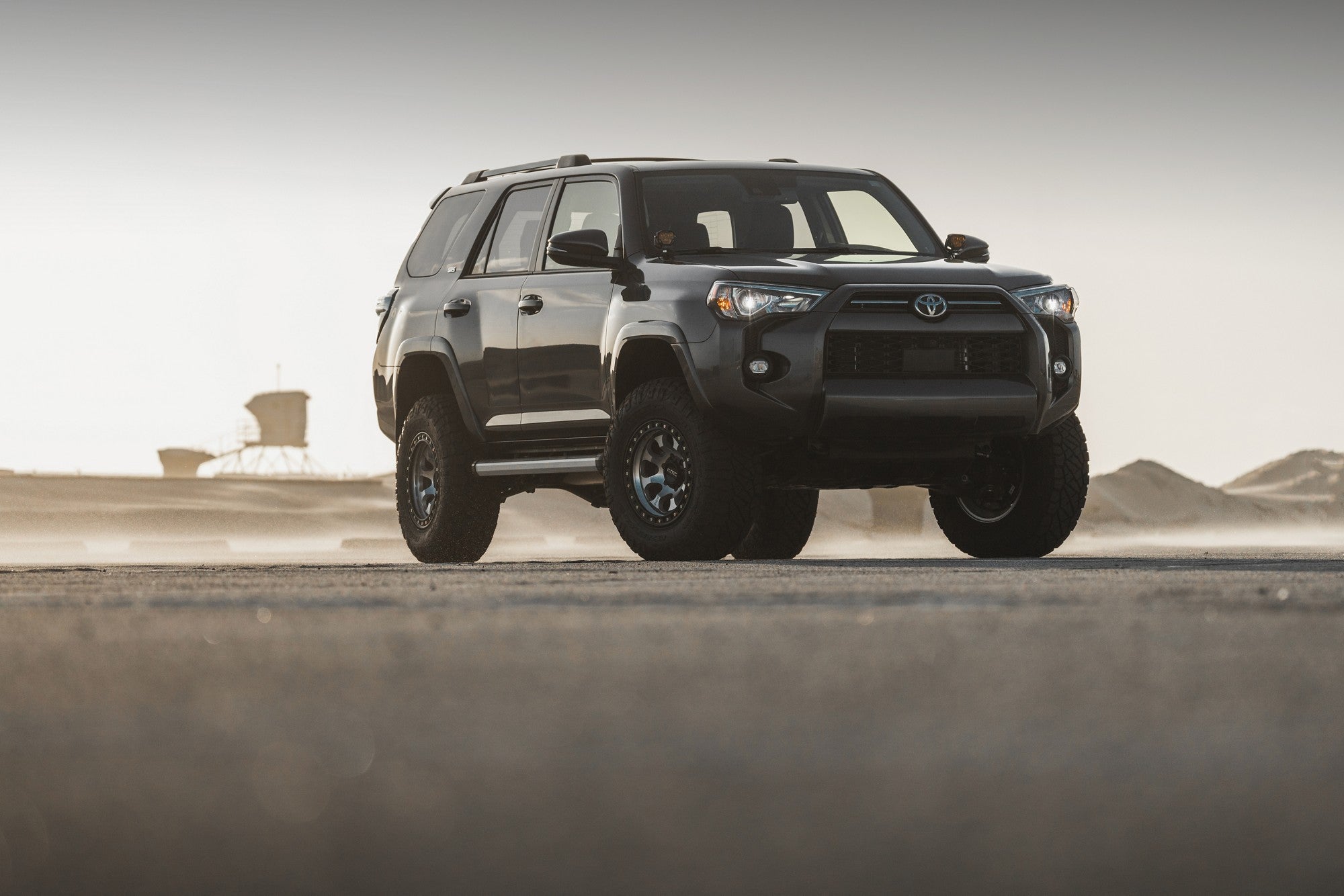 2022 Toyota 4Runner with KMC Riot SBL wheels in Machined w/ Satin Black Lip