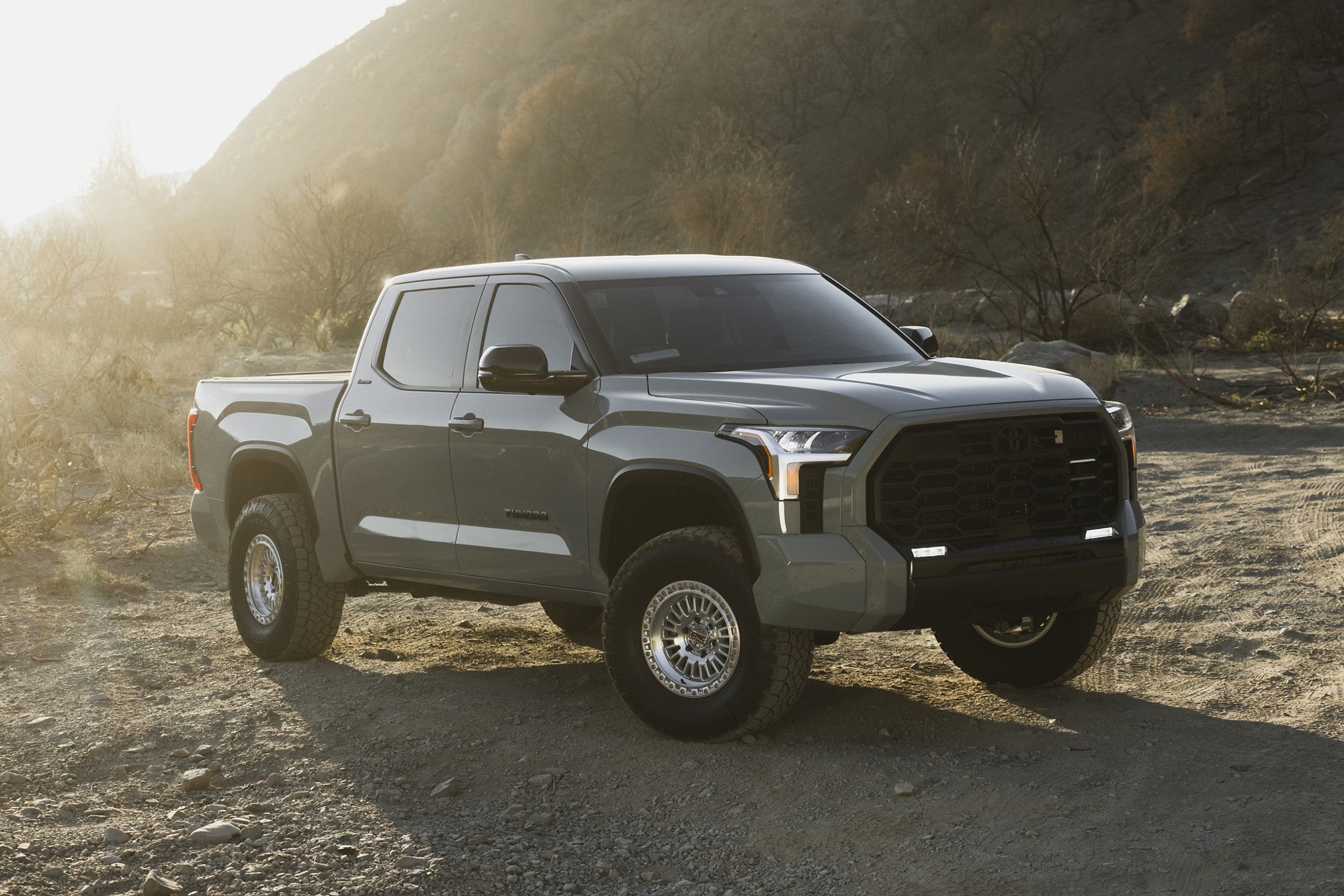 2024 Toyota Tundra with KMC Aztec wheels in Gloss Silver w/ Machined Face