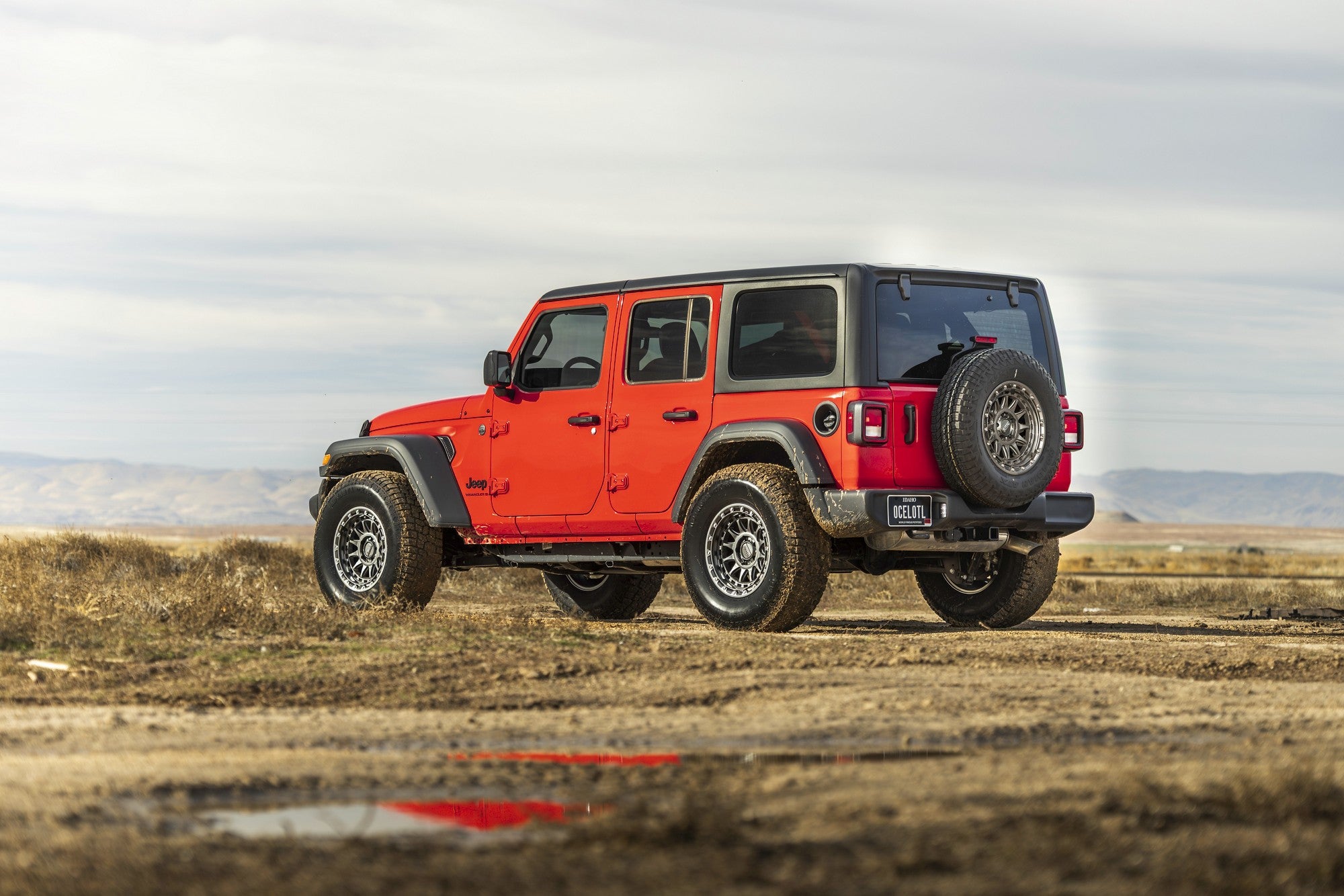 2025 Jeep Wrangler with KMC Crux wheels in Gloss Gunmetal