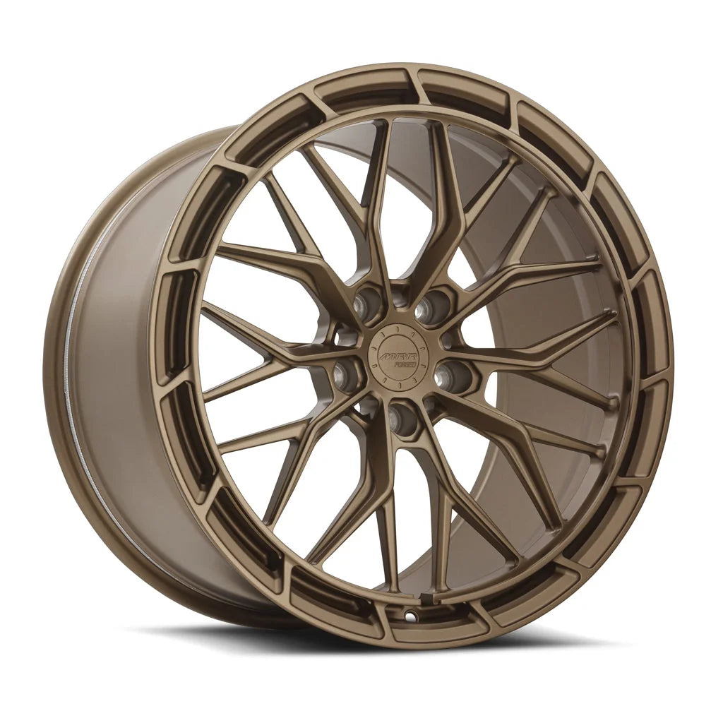 MRR F321 forged monoblock wheel in matte bronze, three-quarter view