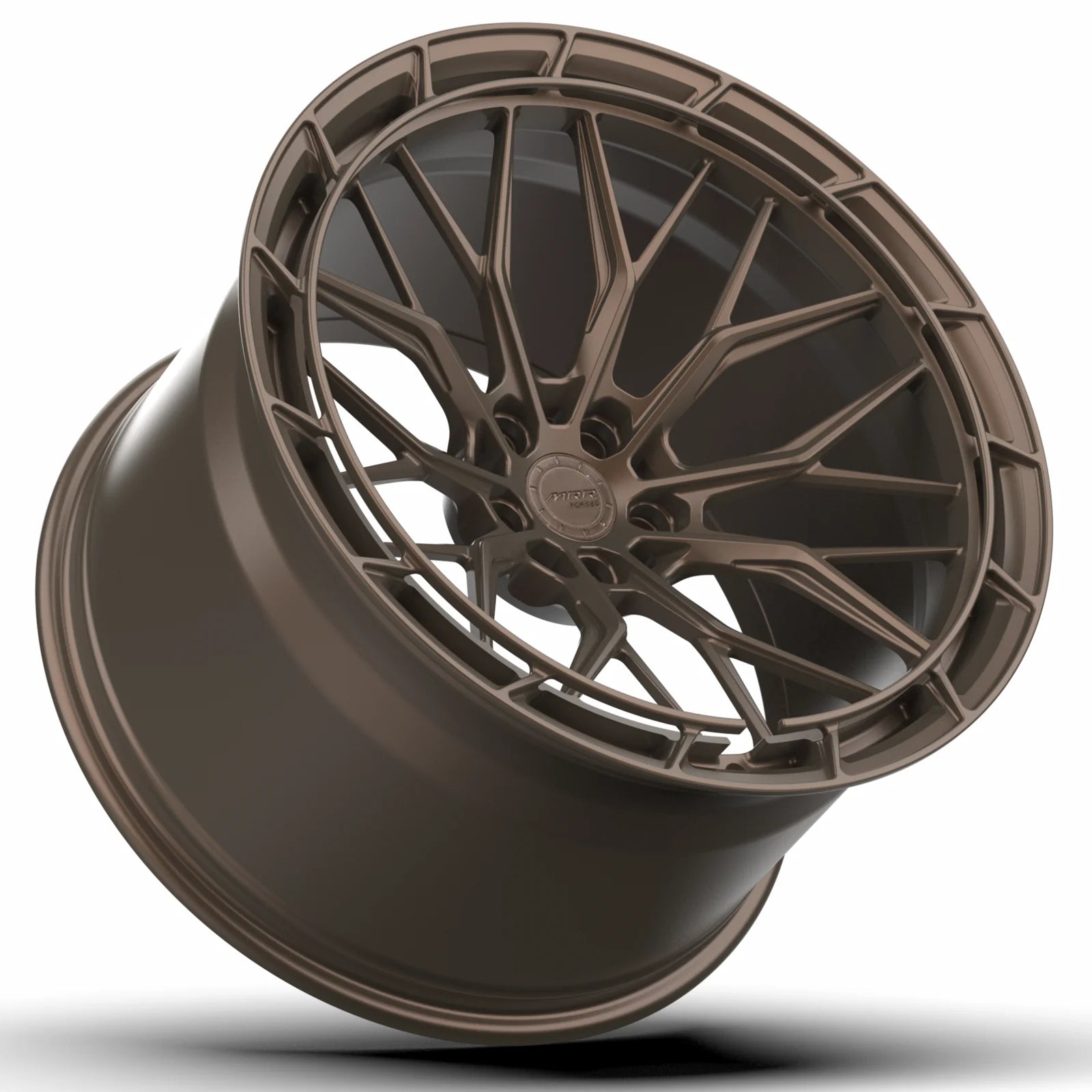 MRR F321 forged monoblock wheel in matte bronze, angled barrel view, second angle