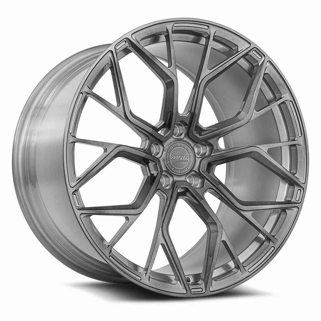MRR F6263 forged monoblock wheel in brushed tint, three-quarter view