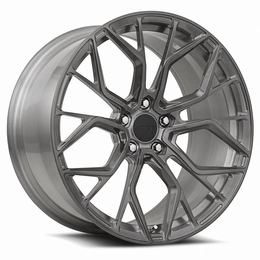 MRR F6263 forged monoblock wheel in brushed tint, three-quarter view, second angle