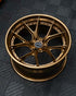 MV Forged SL-102 Spoke-Lite forged wheel, 3-piece in a gold finish with a polished lip