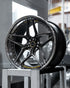 MV Forged SL-120 Spoke-Lite forged wheel, 3-piece in black with a polished lip on display