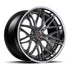 MV Forged SL-220 Spoke-Lite forged wheel, 3-piece configuration with a gunmetal face and polished lip, three-quarter view
