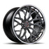 MV Forged SL-250 Spoke-Lite forged wheel, 3-piece configuration with a gunmetal face and polished lip, three-quarter view