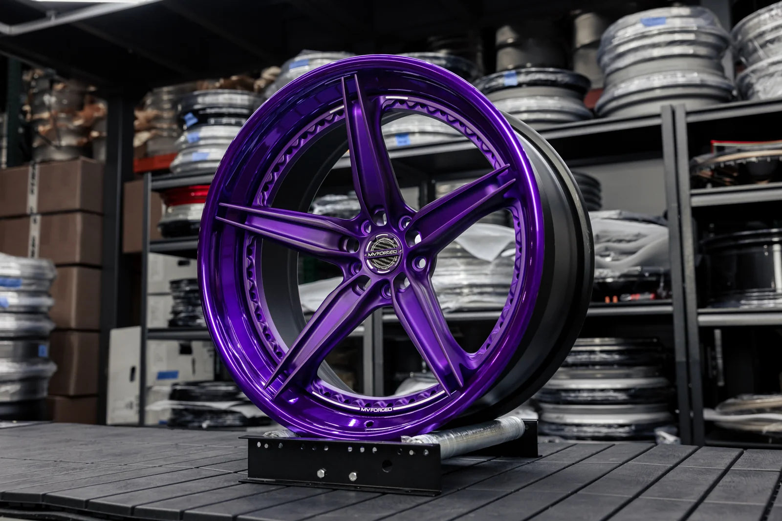 MV Forged SL-500 Spoke-Lite forged wheel, 3-piece in a purple finish