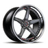 MV Forged SL-500 Spoke-Lite forged wheel, 3-piece configuration with a gunmetal face and polished lip, three-quarter view