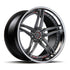 MV Forged SL-505 Spoke-Lite forged wheel, 3-piece configuration with a gunmetal face and polished lip, three-quarter view
