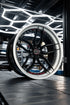 MV Forged SL-515 Spoke-Lite forged wheel, 3-piece in black with a polished lip on display