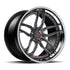 MV Forged SL-515 Spoke-Lite forged wheel, 3-piece configuration with a gunmetal face and polished lip, three-quarter view