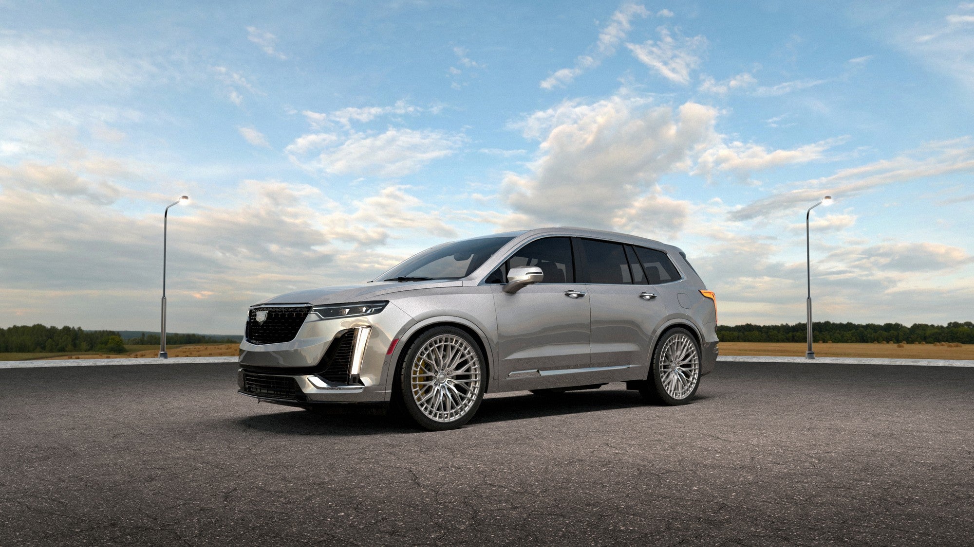 2025 Cadillac Xt6 with Niche Genoa wheels in Gloss Silver w/ Machined Face