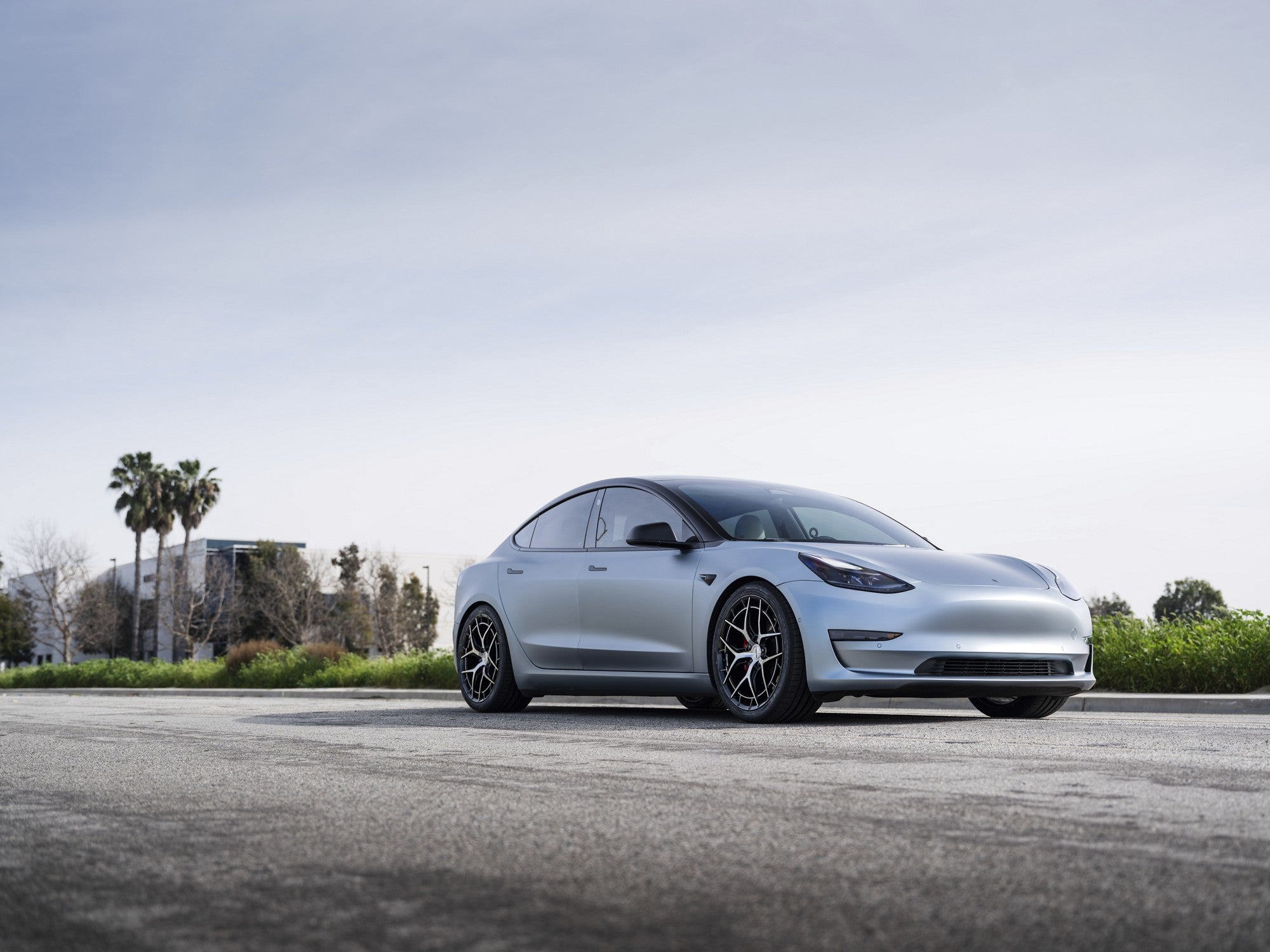 2024 Tesla Model 3 with Niche Riviera wheels in Gloss Black w/ Machined Face