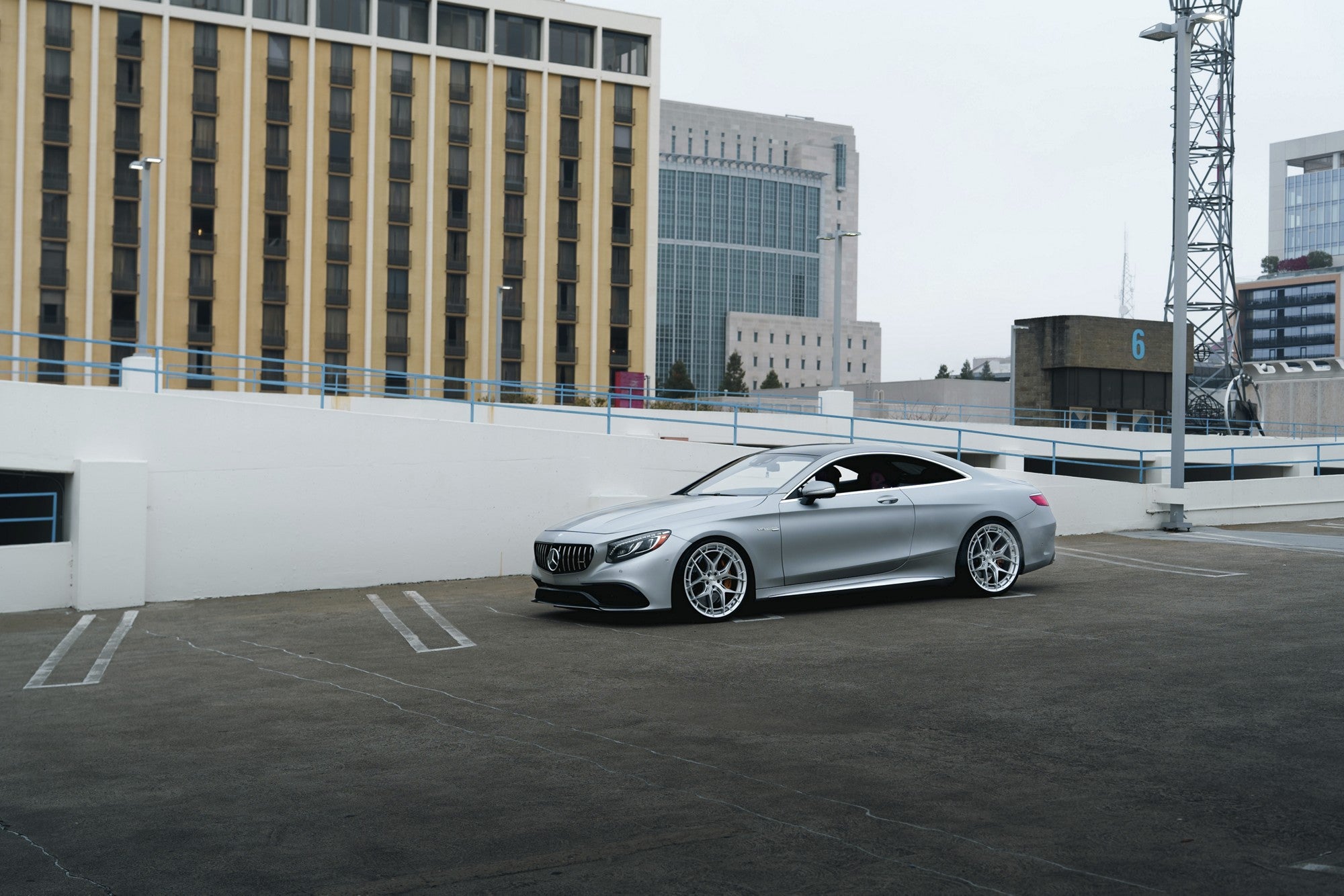 2022 Mercedes S63 with Niche Riviera wheels in Gloss Silver w/ Brushed Face