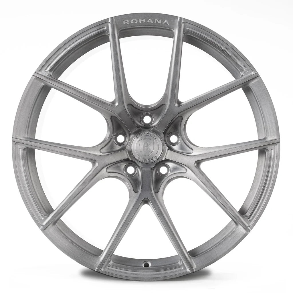 Rohana RFG15 forged wheel in brushed aluminum, face view