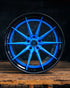 Rohana RFG27 forged wheel in blue with a gloss black lip, face view