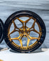 Rohana RFG33 forged wheel in gold with a gloss black lip