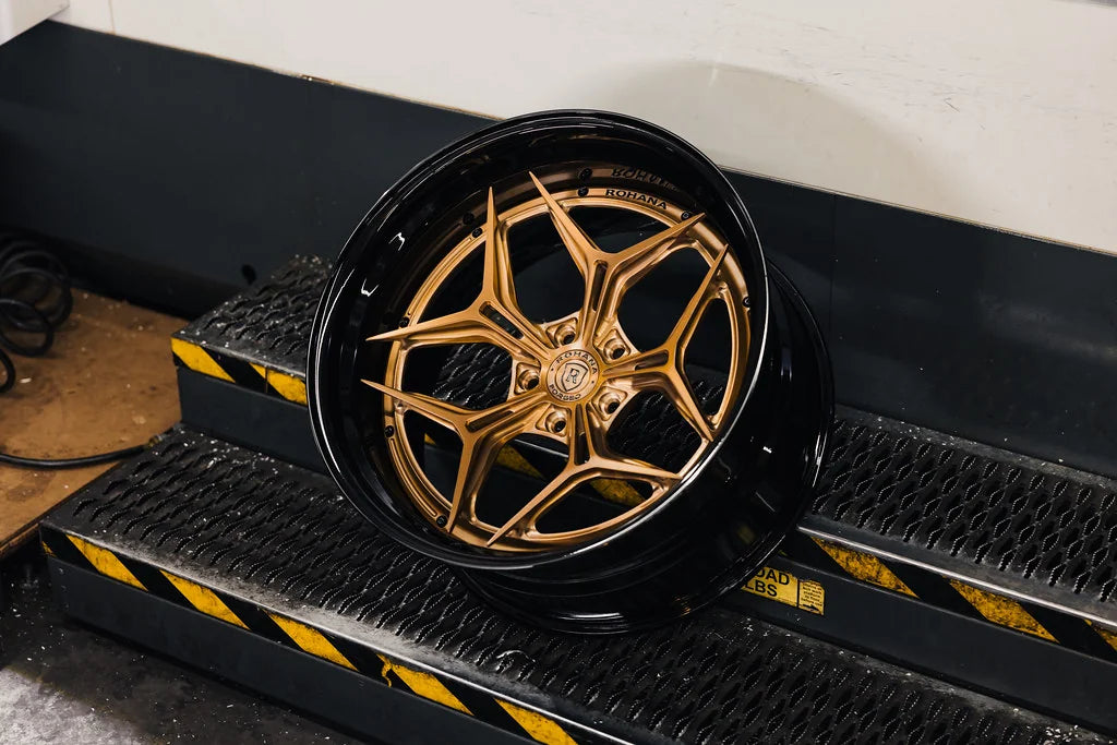 Rohana RFG33 forged wheel in satin brushed radiant copper with a gloss black lip