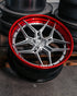 Rohana RFG5 forged wheel in brushed silver with a red lip