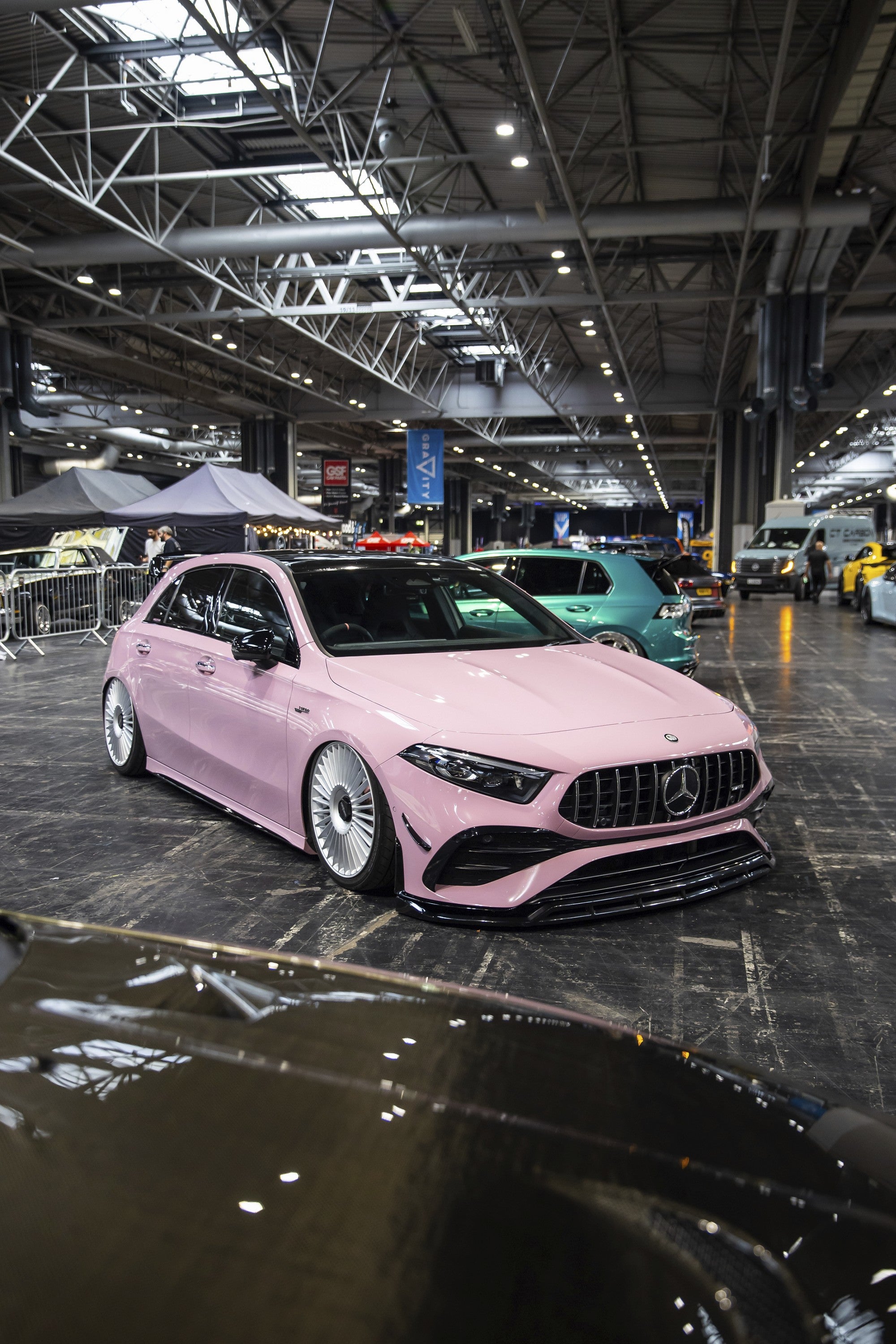 2022 Mercedes A35 with Rotiform GRZ wheels in Gloss Silver