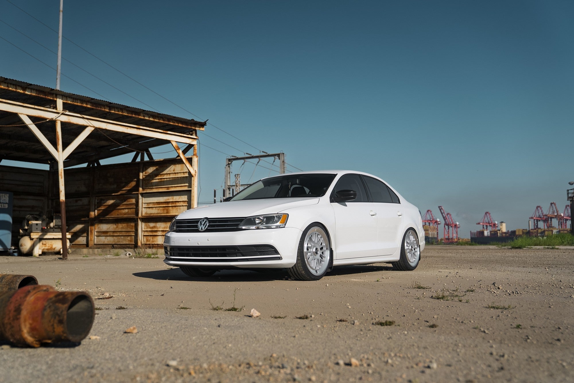 2018 VW Jetta with Rotiform SCP wheels in Gloss Silver w/ Diamond Cut Lip