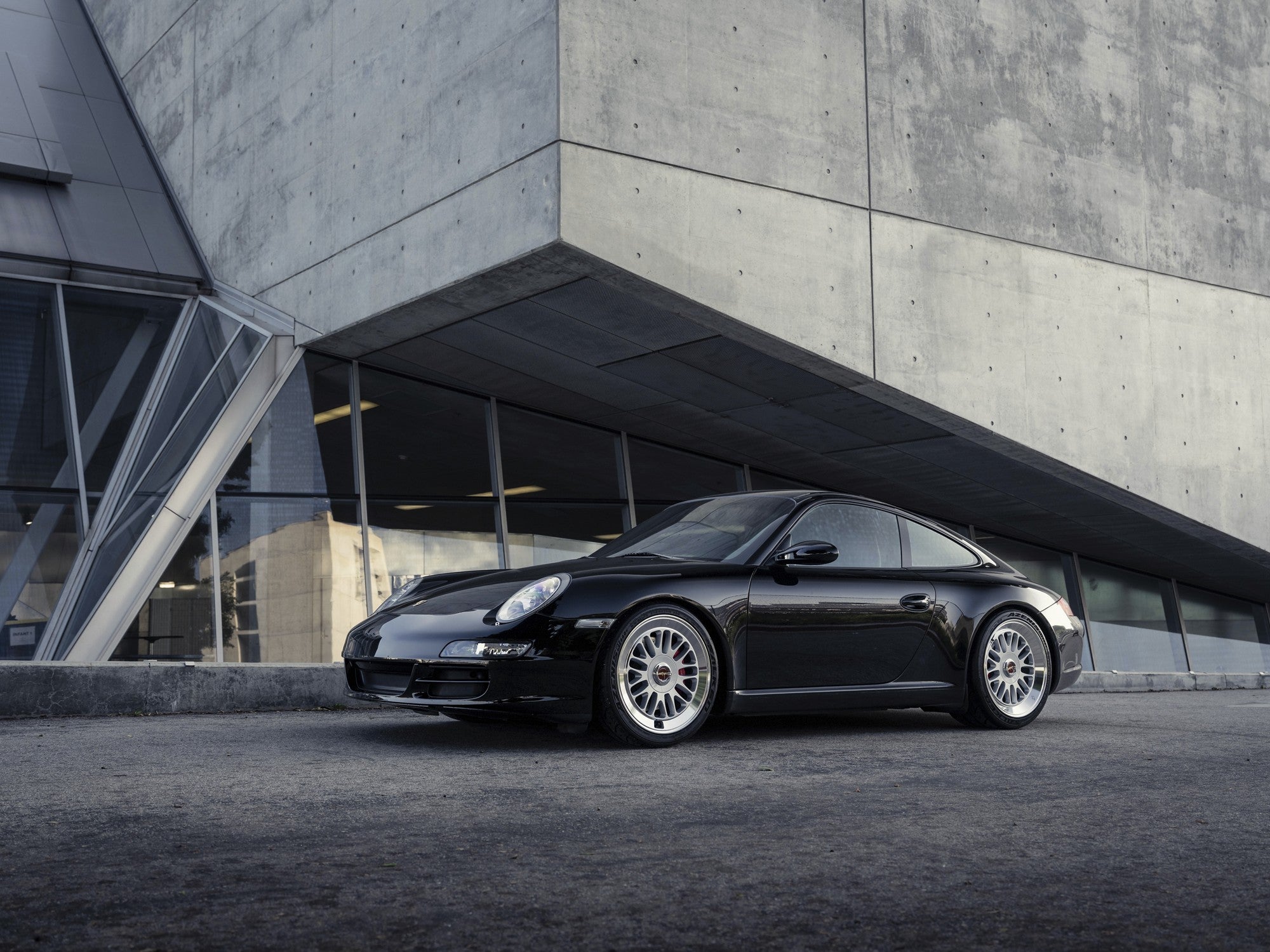 2008 Porsche 911 with Rotiform SCP wheels in Gloss Silver w/ Diamond Cut Lip