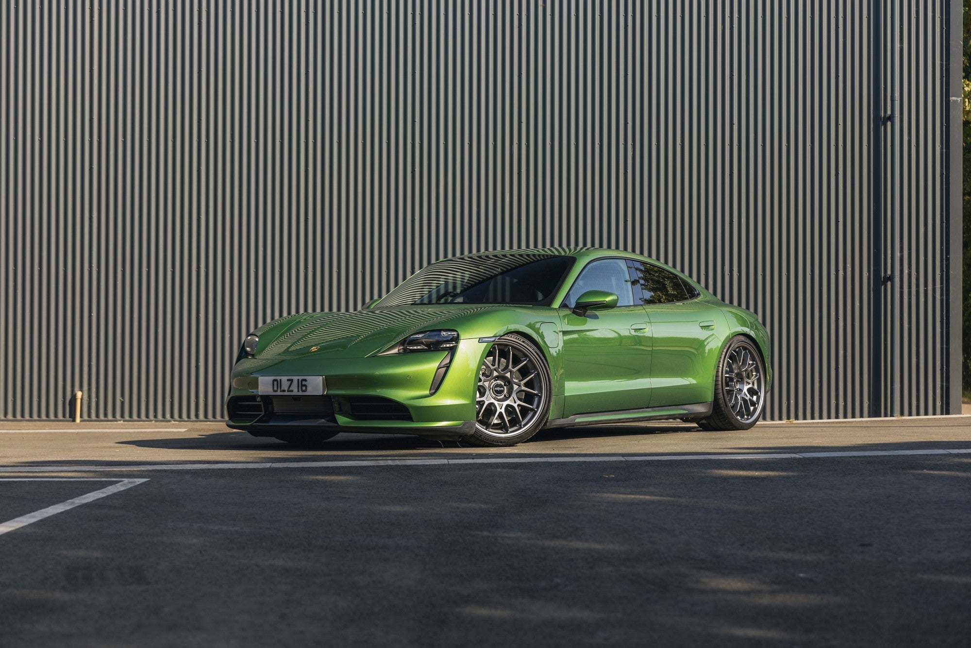 2021 Porsche Taycan with Rotiform ZWS wheels in Gloss Anthracite