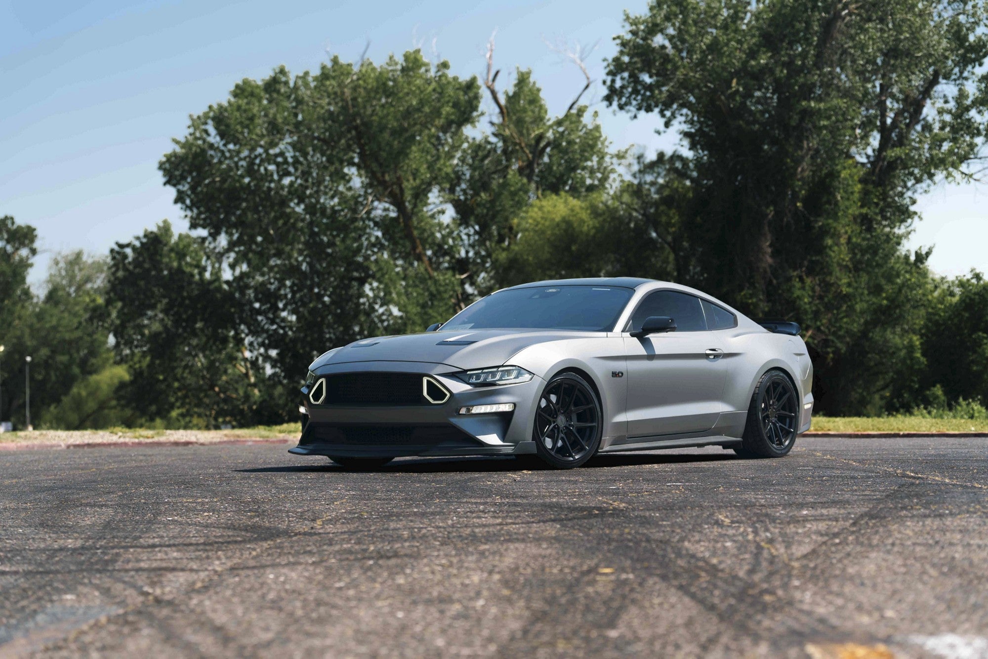 2019 Ford Mustang with TSW Imola wheels in Matte Black