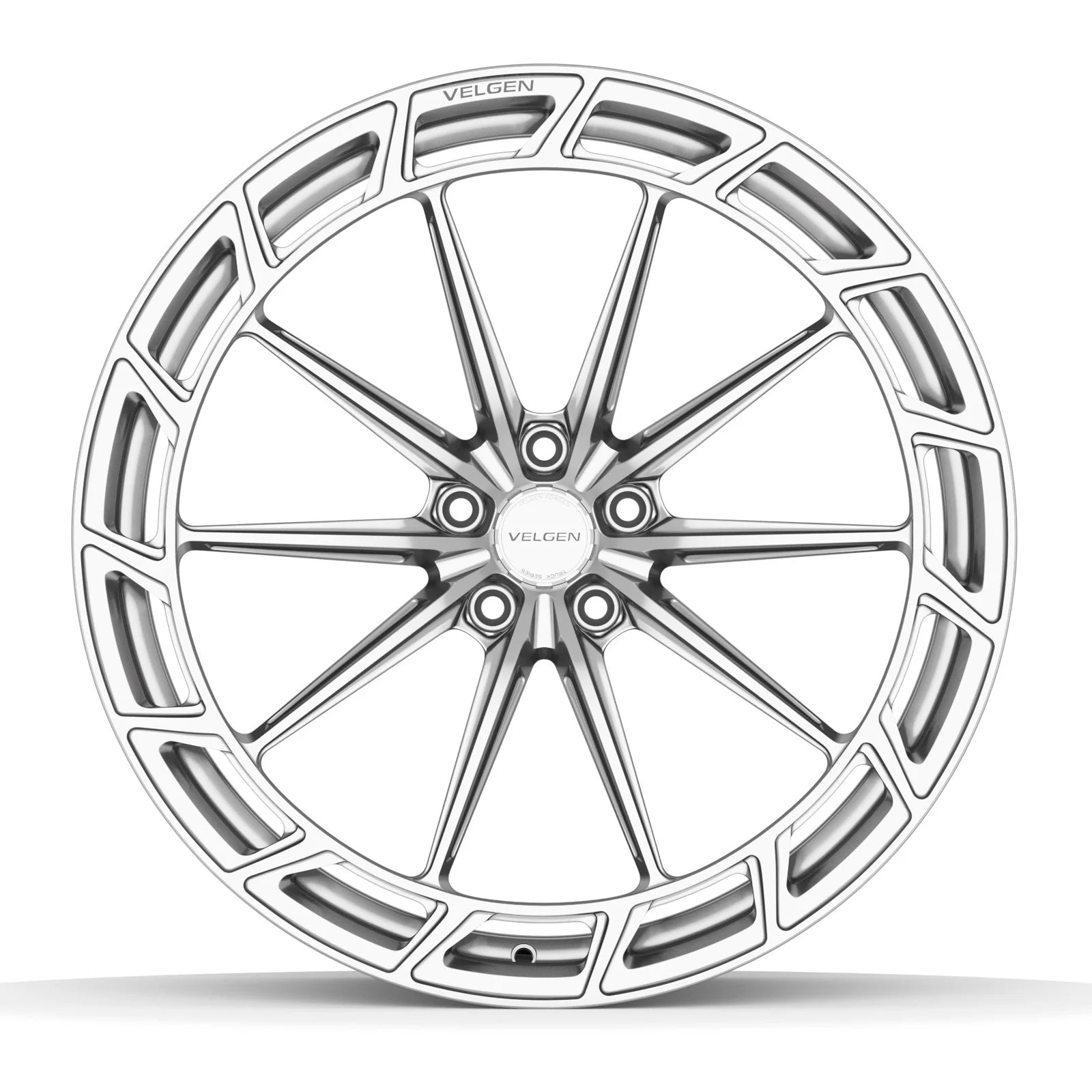 Velgen VFHX-03AD forged monoblock wheel in brushed aluminum, face view, second bolt pattern