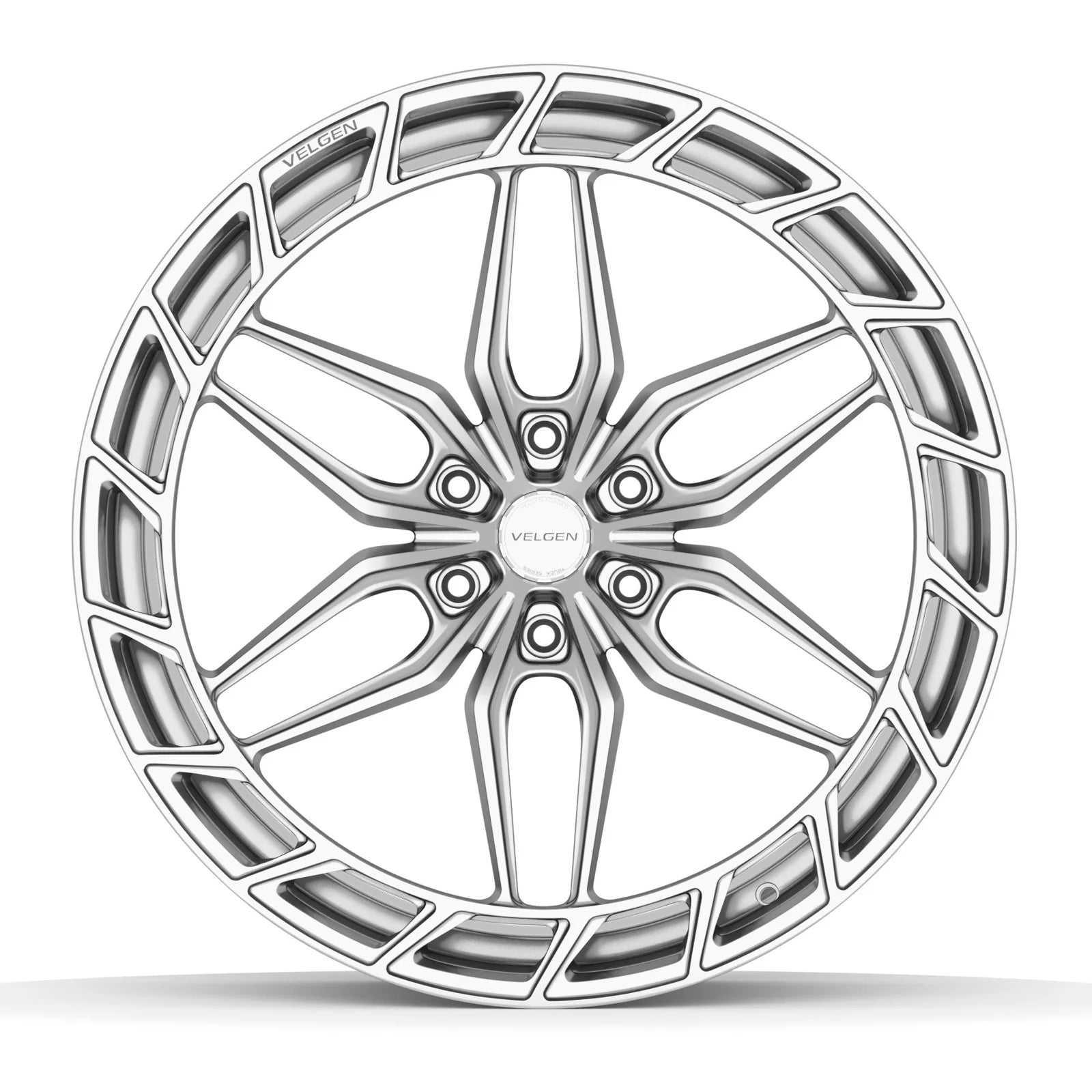Velgen VFHX-05AD forged monoblock wheel in brushed aluminum, face view