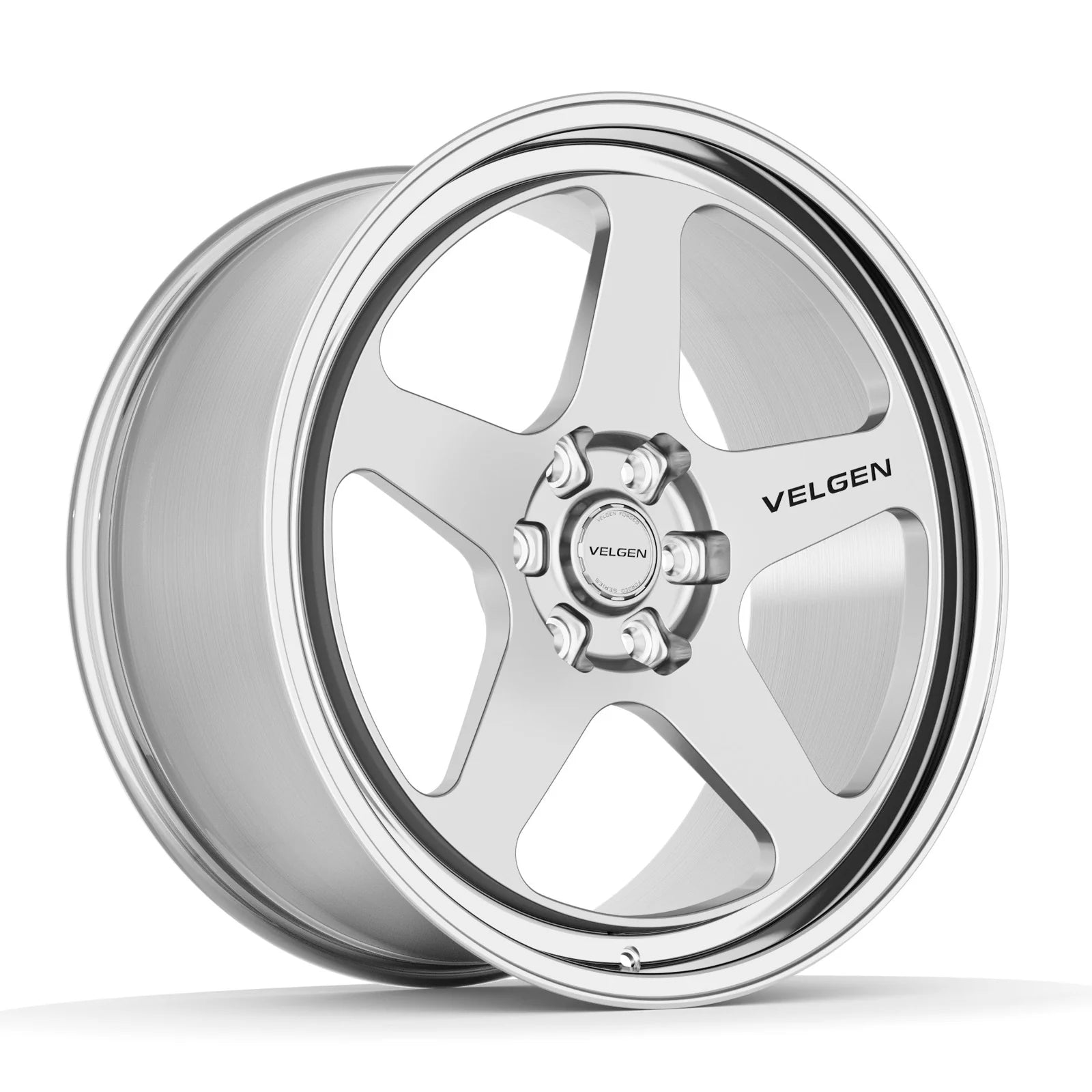 Velgen VFTS-01 forged monoblock wheel in brushed aluminum, three-quarter view