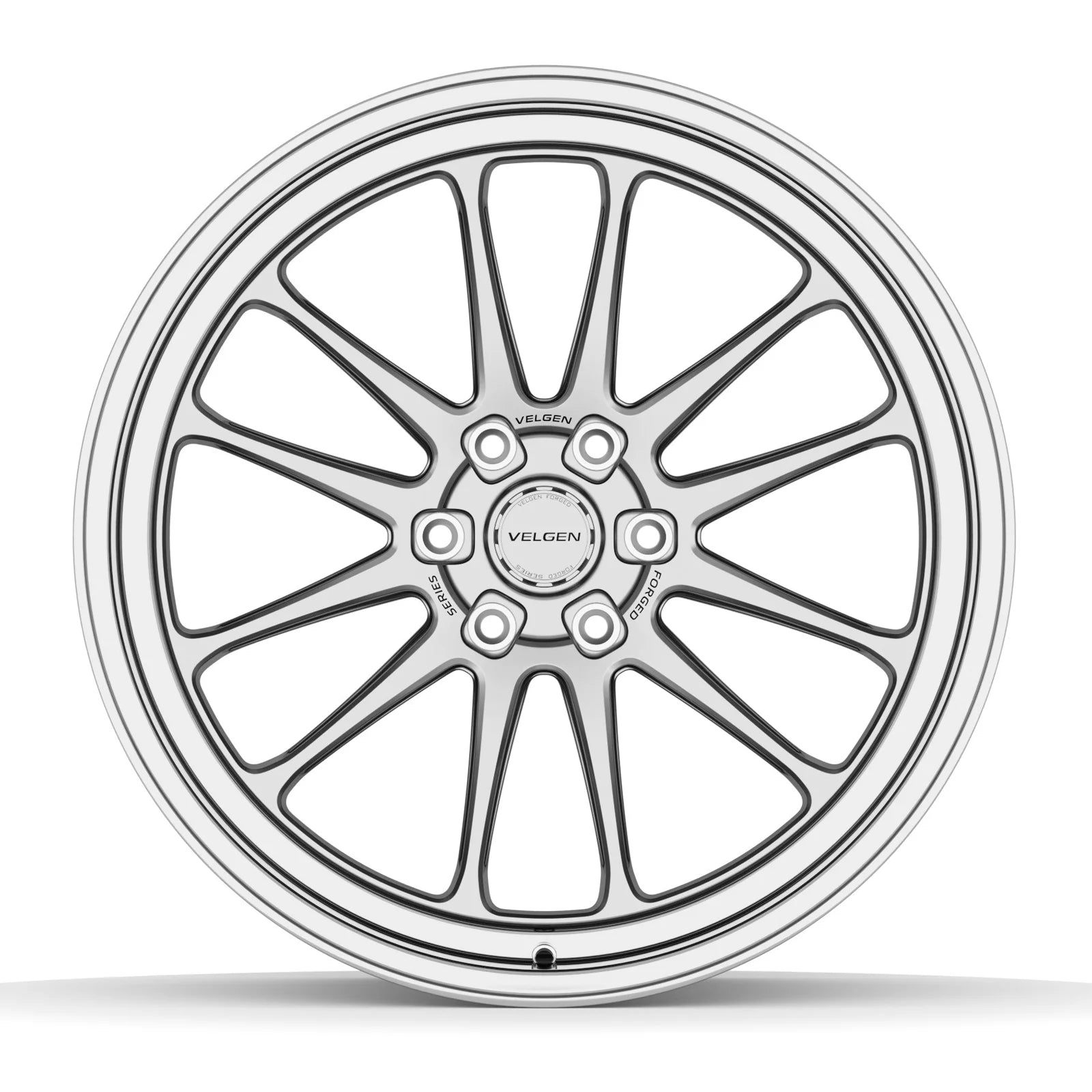 Velgen VFTS-02 forged monoblock wheel in brushed aluminum, face view