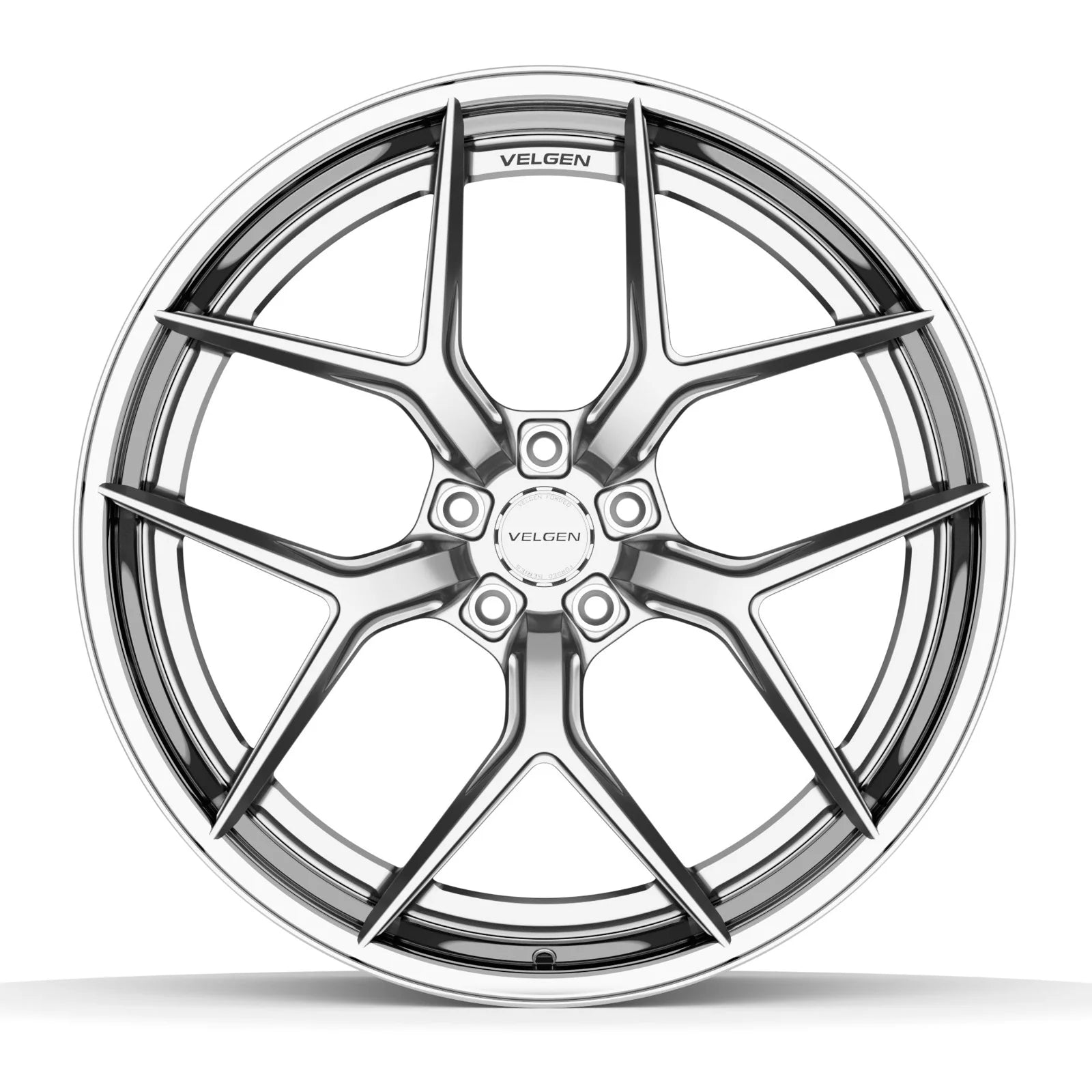 Velgen VSL-02 forged wheel in brushed aluminum with a polished lip, face view